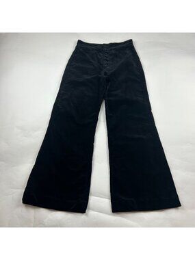 ASKK NY Black Stretch Velvet High Rise Brighton Wide Leg Trouser 28